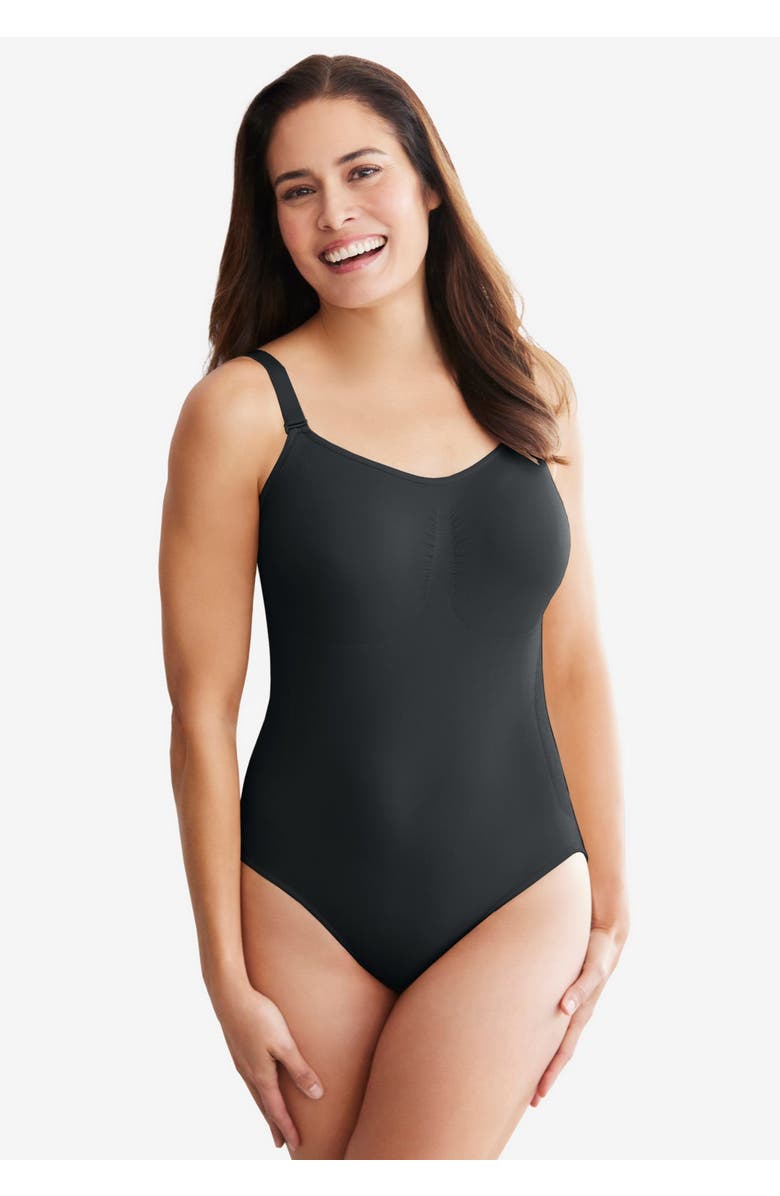 Secret Solutions Instant Shaper Medium Control Seamless Bodysuit, Alternate, color, Black