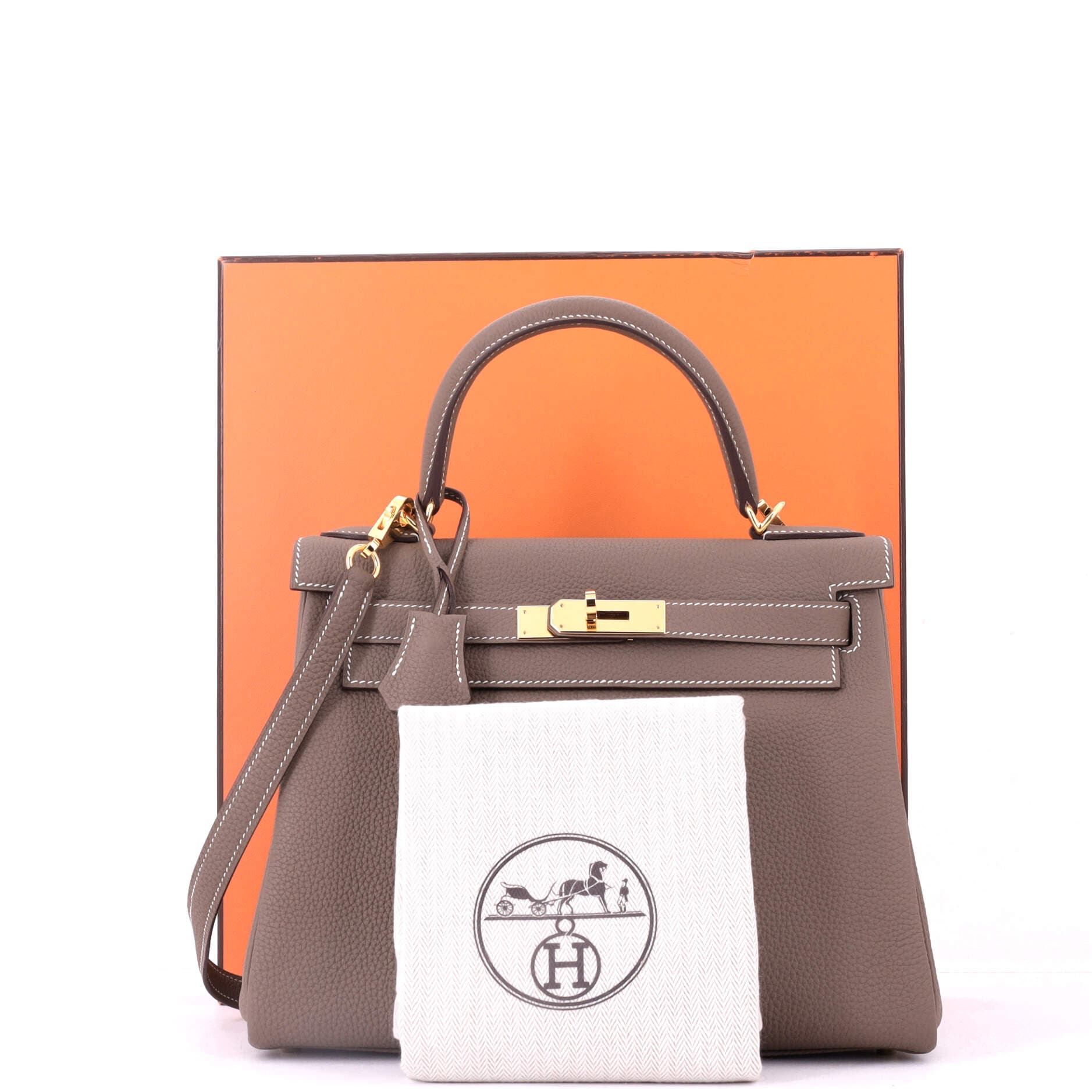 Pre-Owned Hermes Kelly Handbag Grey Togo with Gold Hardware 28, Alternate, color, Etoupe