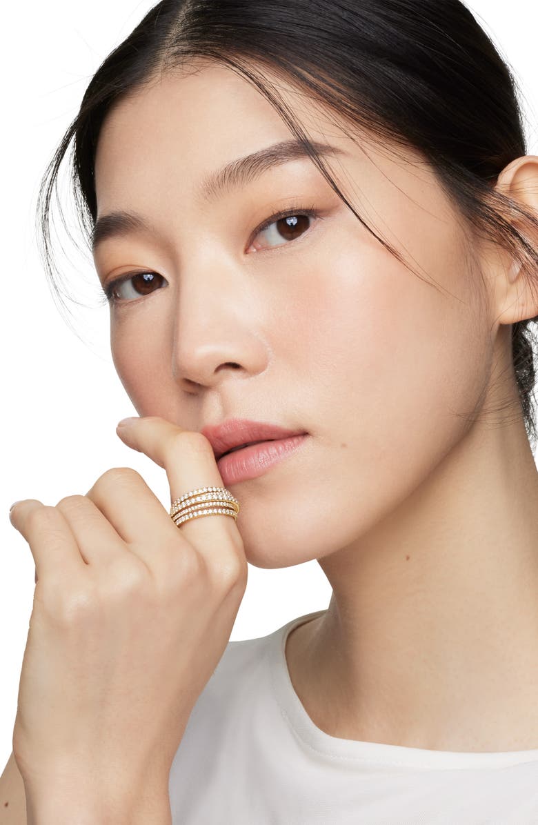 David Yurman 11MM PAVE CROSSOVER RING, Alternate, color, 18K Yellow Gold