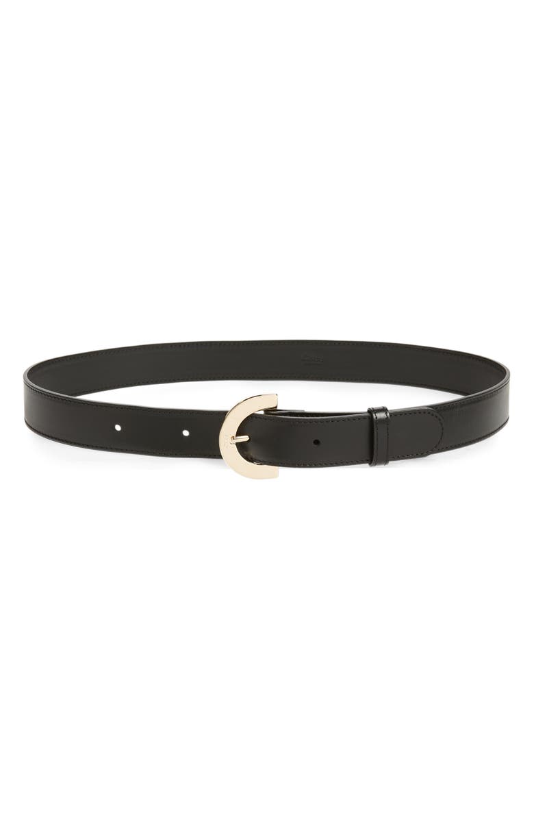 Chloé C Buckle Leather Belt, Main, color, 