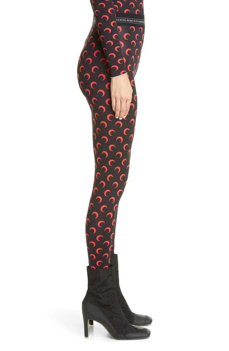 Marine Serre Crescent Print Jersey Leggings, Alternate, color,