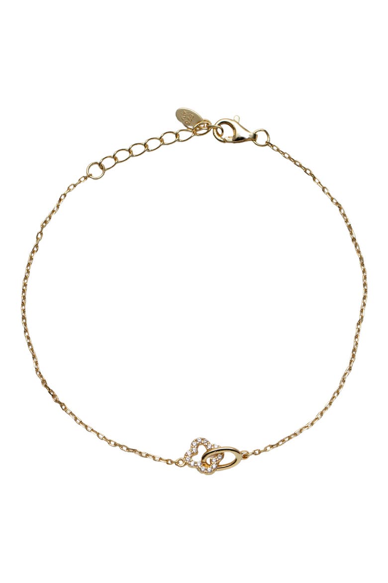 Cubic Zirconia Clover Interlock Bracelet, Main, color, GOLD