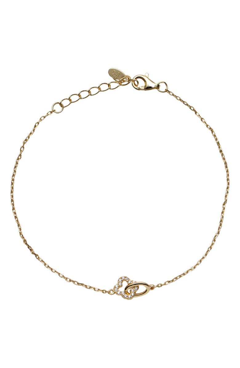 Argento Vivo Sterling Silver Cubic Zirconia Clover Interlock Bracelet, Main, color, Gold