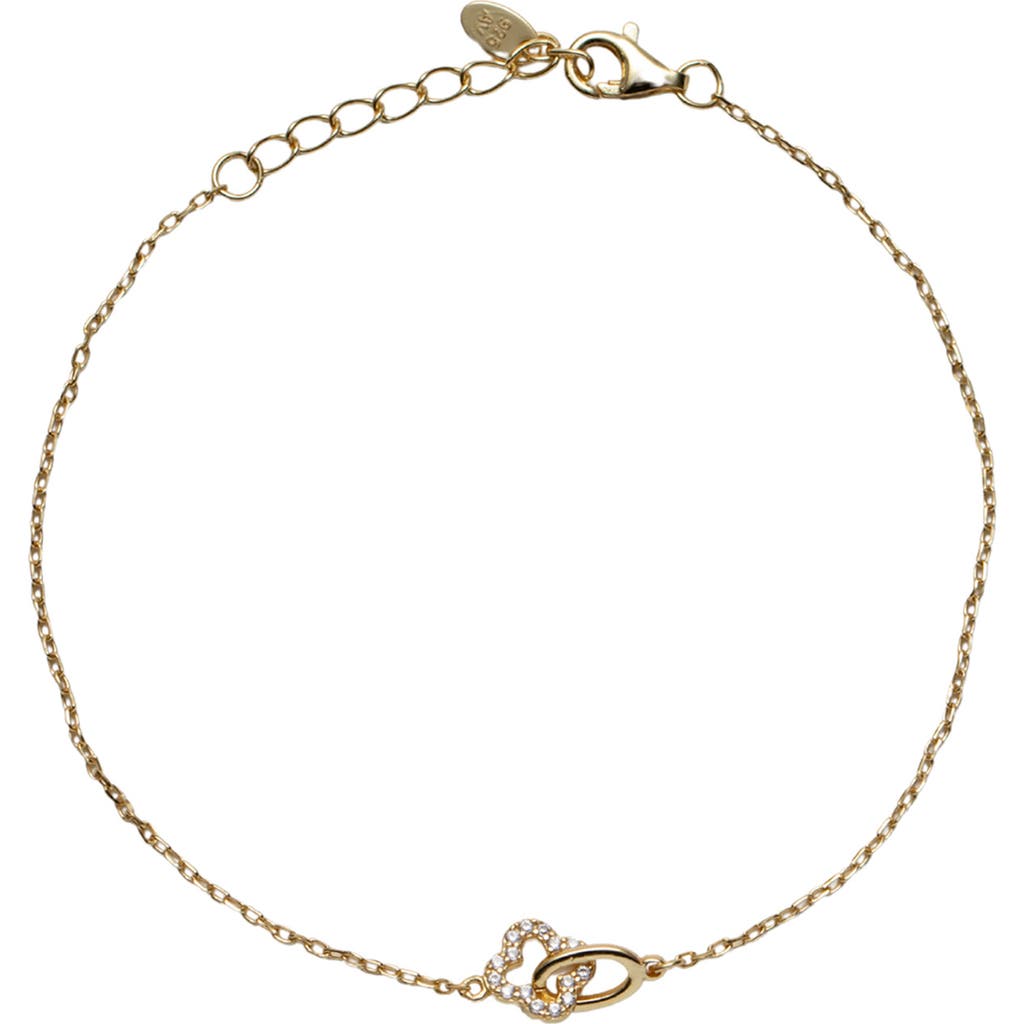Argento Vivo Sterling Silver Cubic Zirconia Clover Interlock Bracelet In Gold