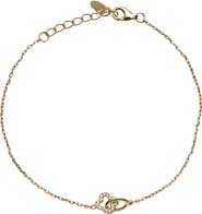Argento Vivo Sterling Silver Cubic Zirconia Clover Interlock Bracelet