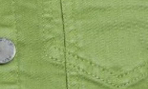 Apny Frayed Collarless Denim Jacket In Turtle Green