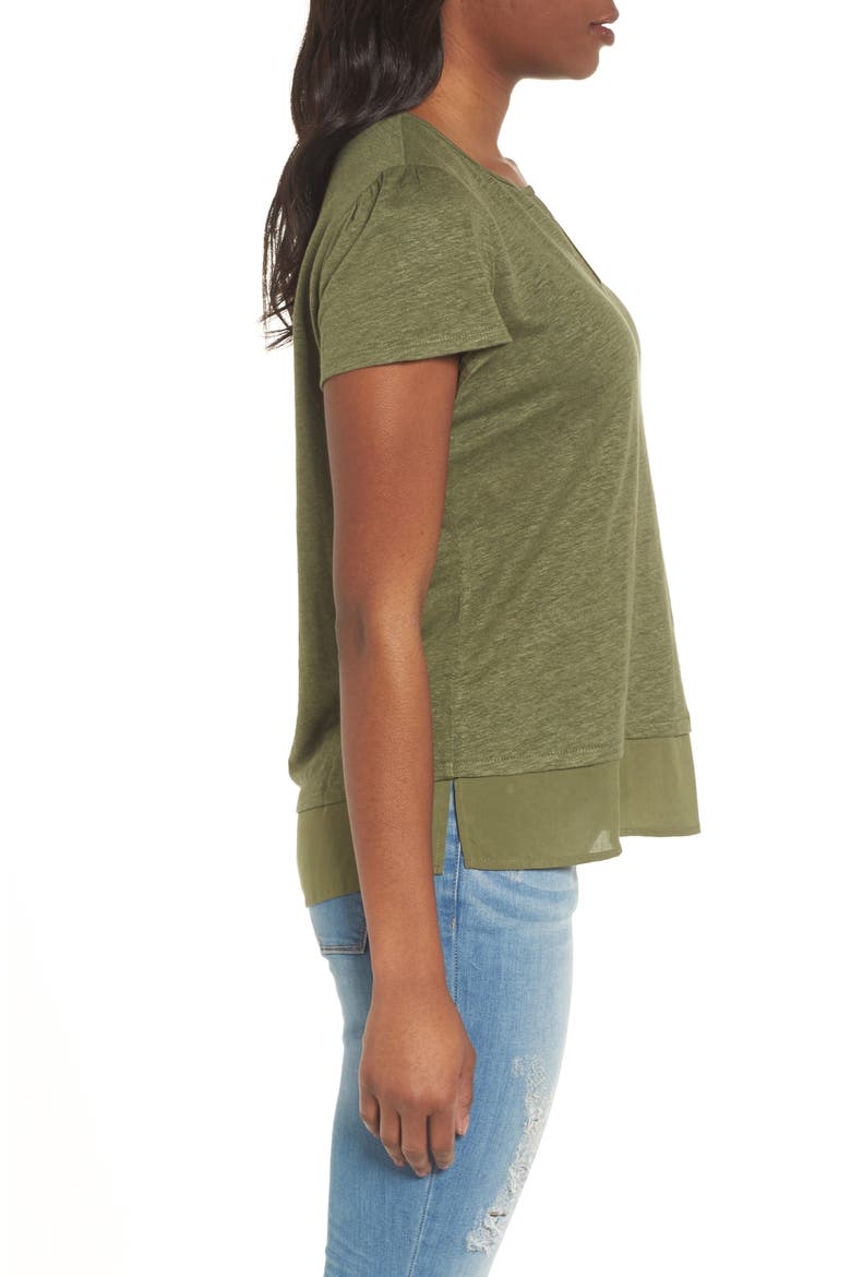 Uptown Tiered Hem Linen Tee, Alternate, color, CADET