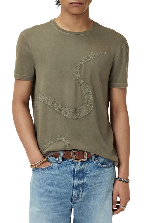 Snake Embroidered Organic Cotton T-Shirt