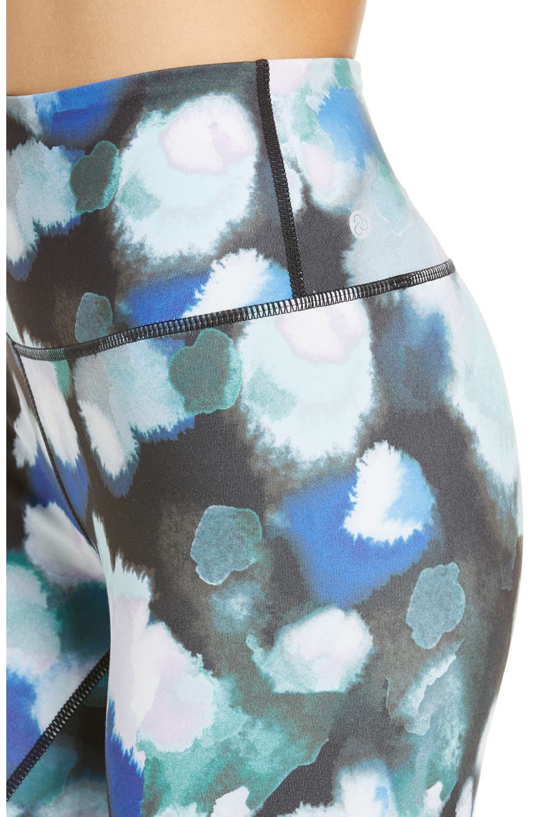 Live In High Waist Ankle Performance Leggings, Alternate, color, BLACK- TEAL COLOR BURSTS