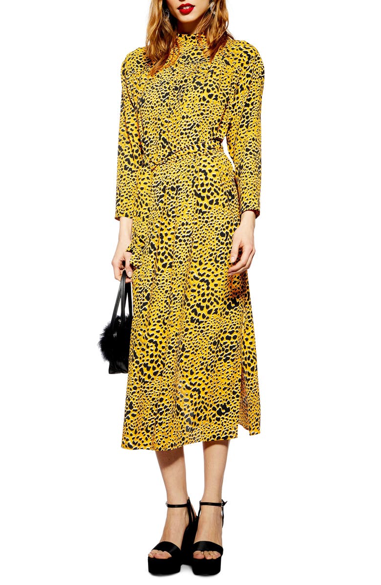 Topshop Abstract Animal Print Midi Dress, Main, color, 