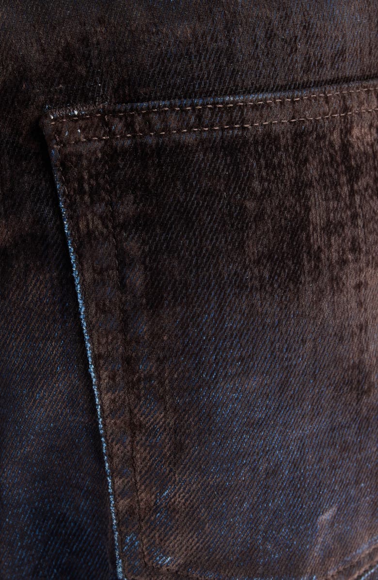 Acne Studios Page Flocked Belted Jeans, Alternate, color, Brown/ Blue