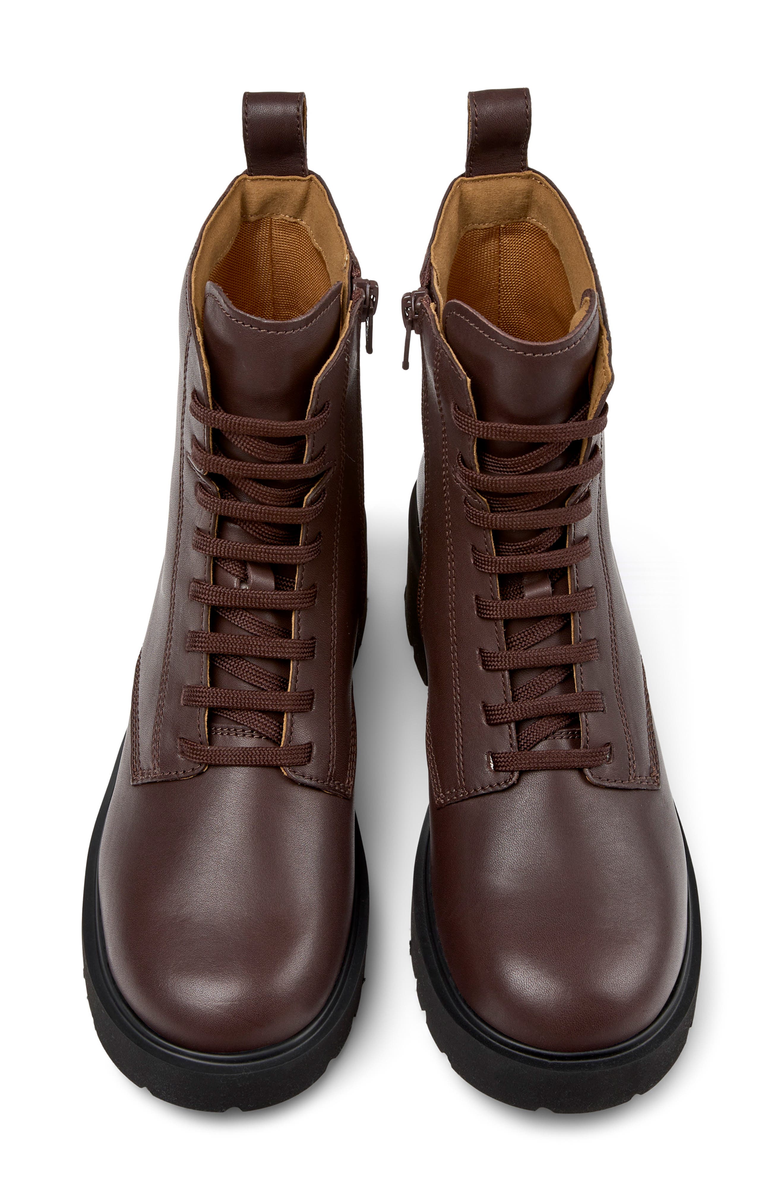 Camper Milah Lace-Up Platform Bootie, Alternate, color, Dark Brown