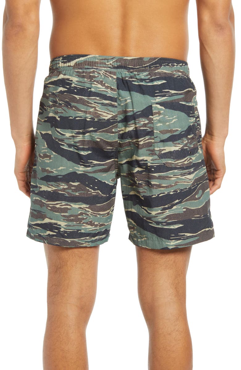 AllSaints Tirador Camo Swim Trunks, Alternate, color, 