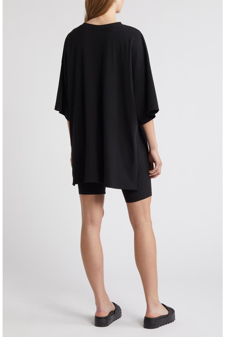 Malone Rib Oversize T-Shirt & Shorts, Alternate, color, BLACK