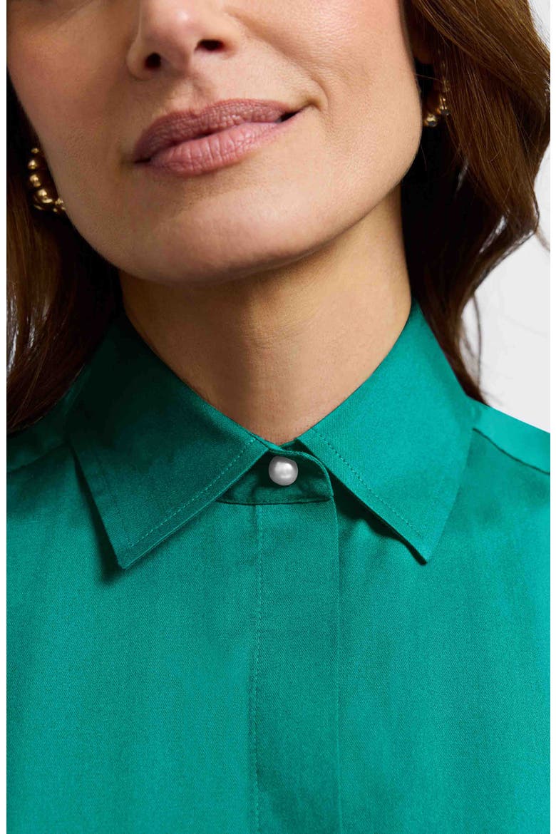 Matte Sateen Button-Up Shirt, Alternate, color, EMERALD