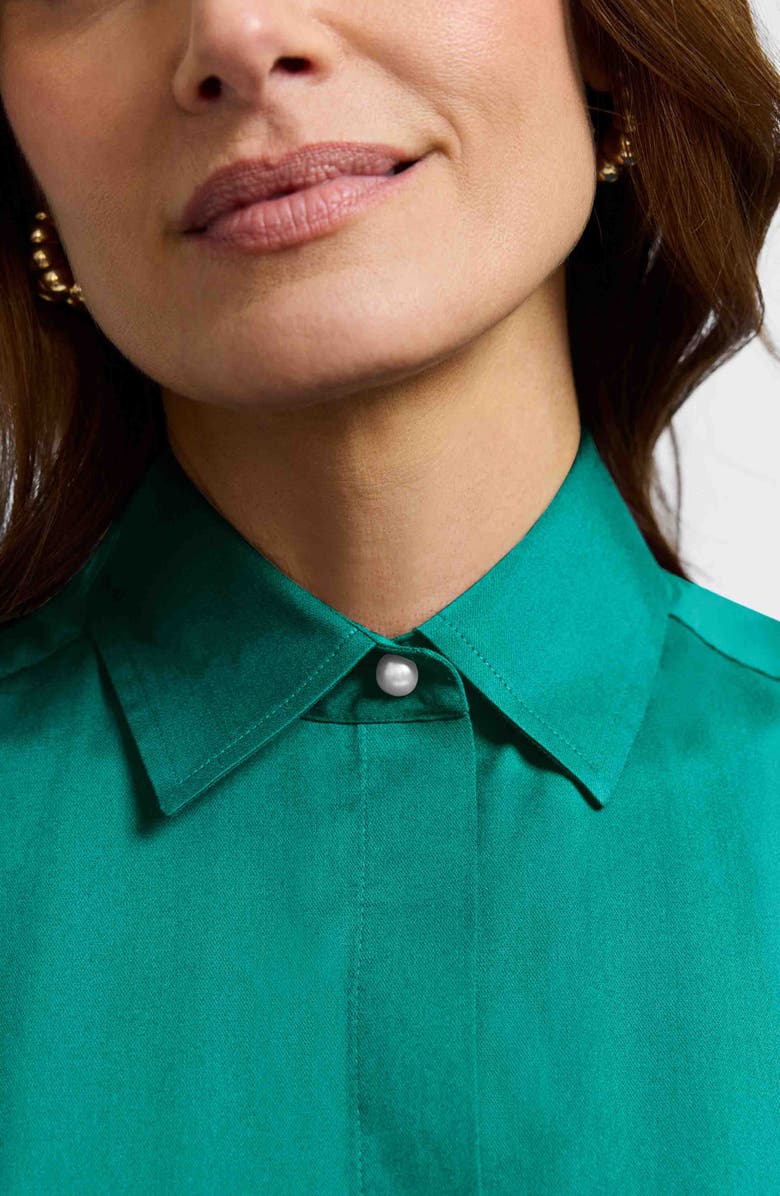 Foxcroft Matte Sateen Button-Up Shirt, Alternate, color, Emerald