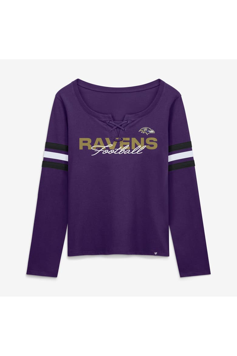Women's Fanatics  Purple Baltimore Ravens Team First Coverage Scheme Lace-Up Long Sleeve T-Shirt, Main, color, Purple