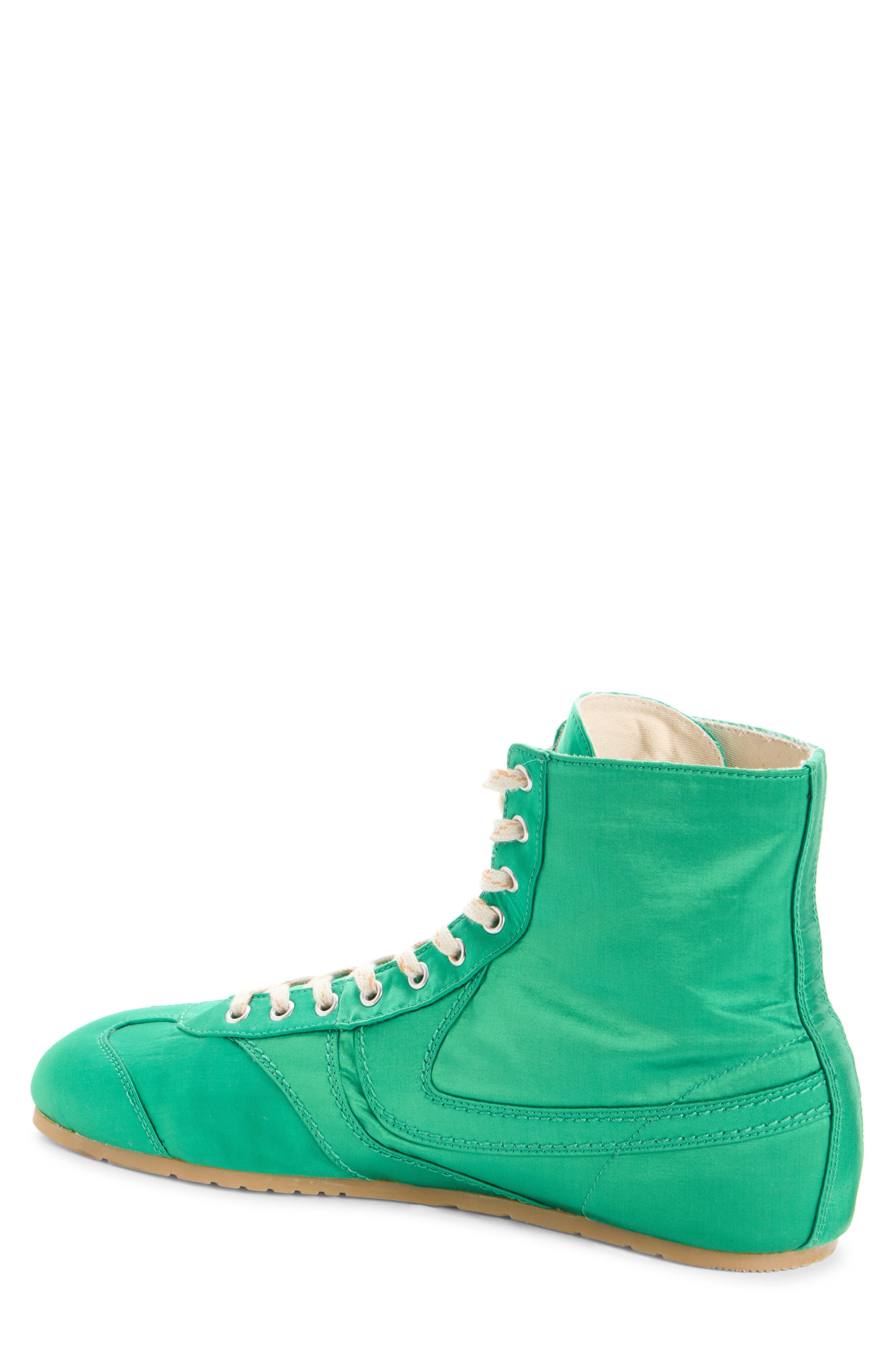 Dries Van Noten Soft & Slim Satin High Top Sneaker, Alternate, color, Green 604