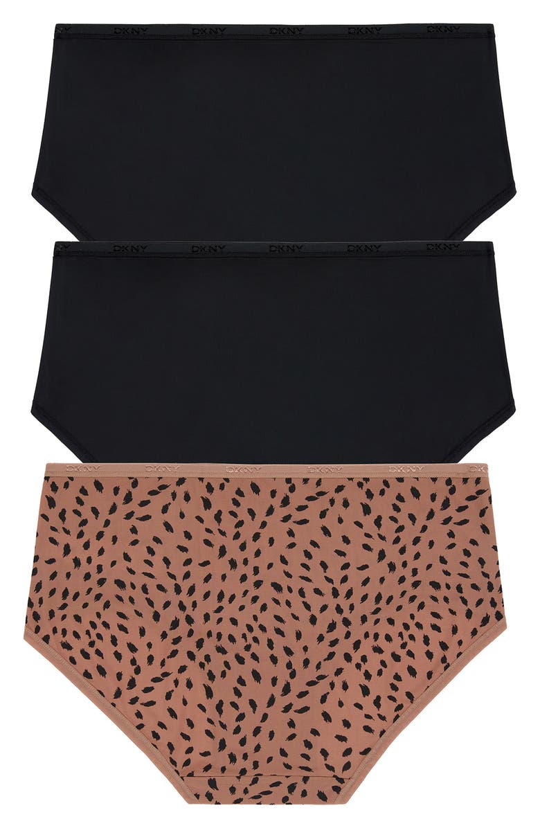 DKNY Assorted 3-Pack Microfiber Briefs, Alternate, color, Black/ Animal Assorted