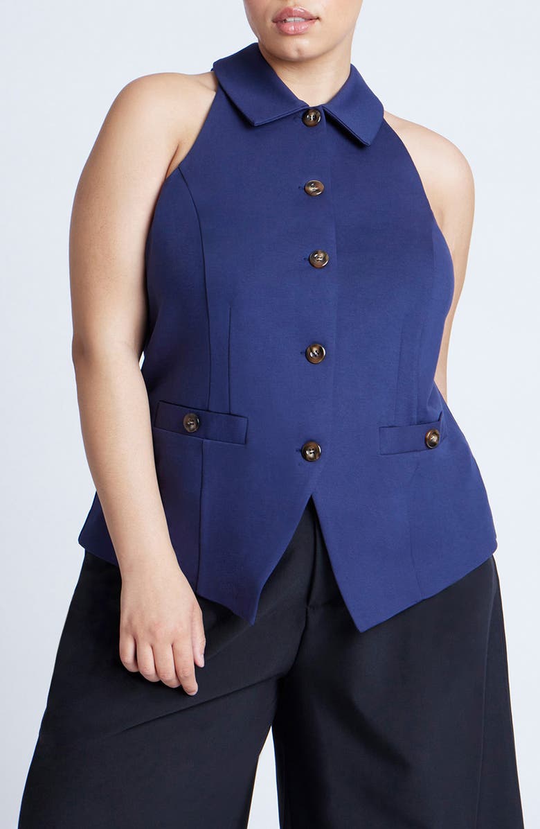 ELOQUII Button Front Vest, Main, color, 