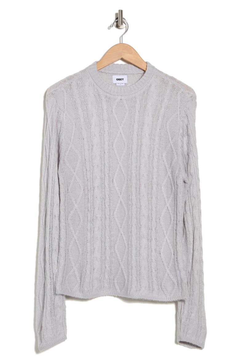 Isabella Loose Cable Knit Sweater, Alternate, color, NIMBUS