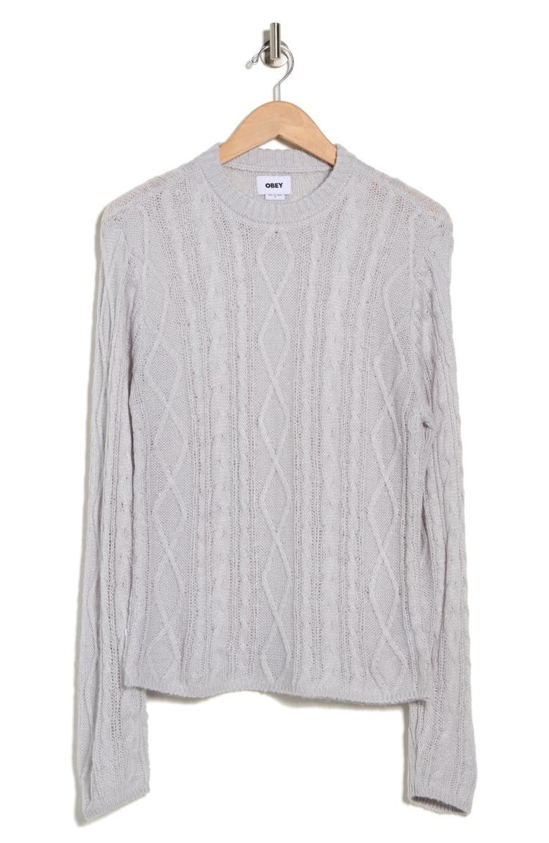 Obey Isabella Loose Cable Knit Sweater, Main, color, Nimbus