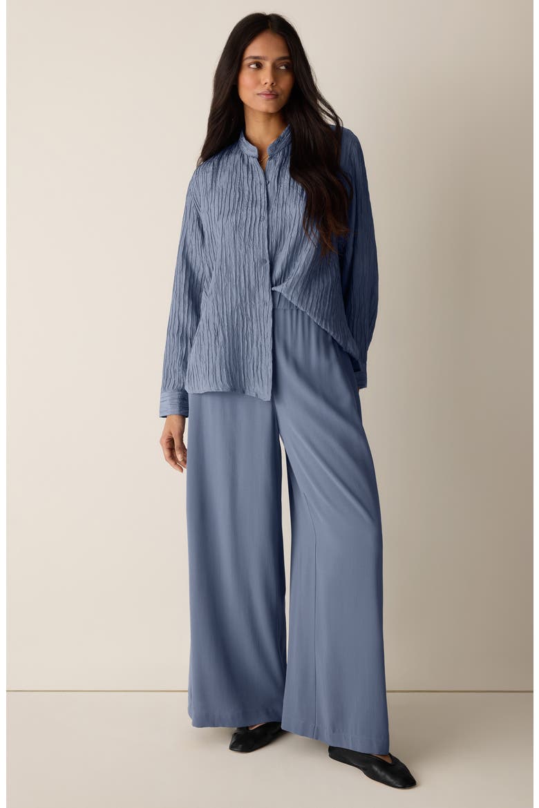 Pull-On Satin Wide Leg Pants, Alternate, color, FLINT