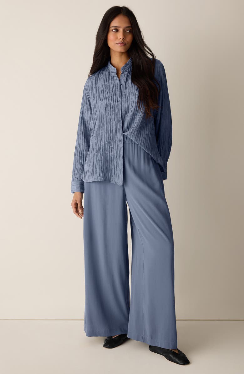 Eileen Fisher Pull-On Satin Wide Leg Pants, Alternate, color, Flint