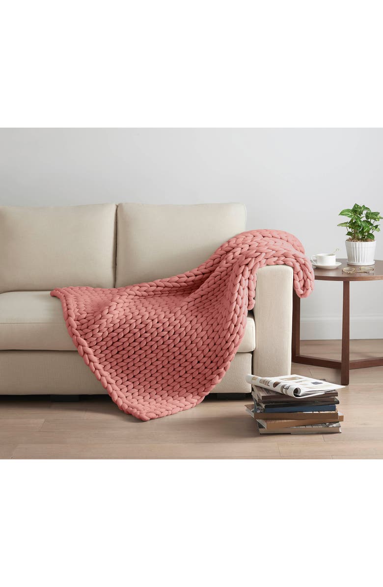 Vellux Weighted Knit Blanket, Alternate, color, Terracotta
