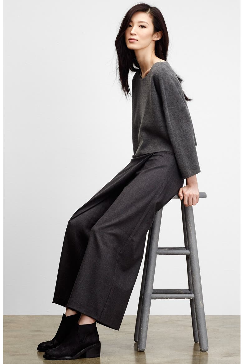 Wool Twill Sarong Pants, Alternate, color, CHARCOAL
