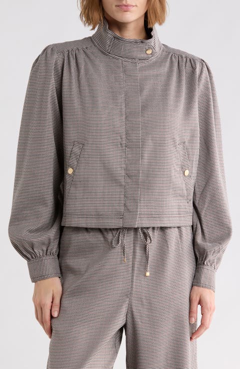 Houndstooth Stand Collar Jacket