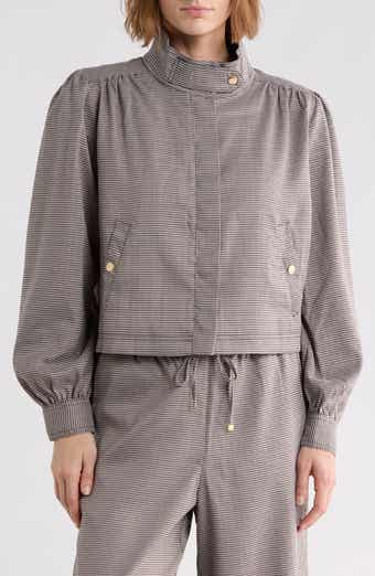 Houndstooth Stand Collar Jacket
