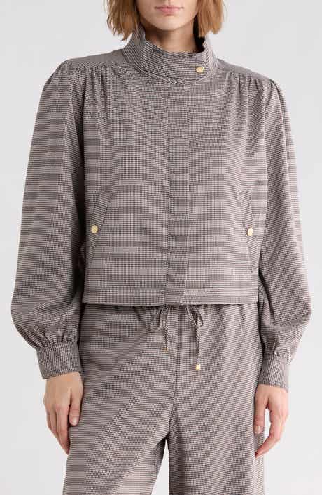 Houndstooth Stand Collar Jacket