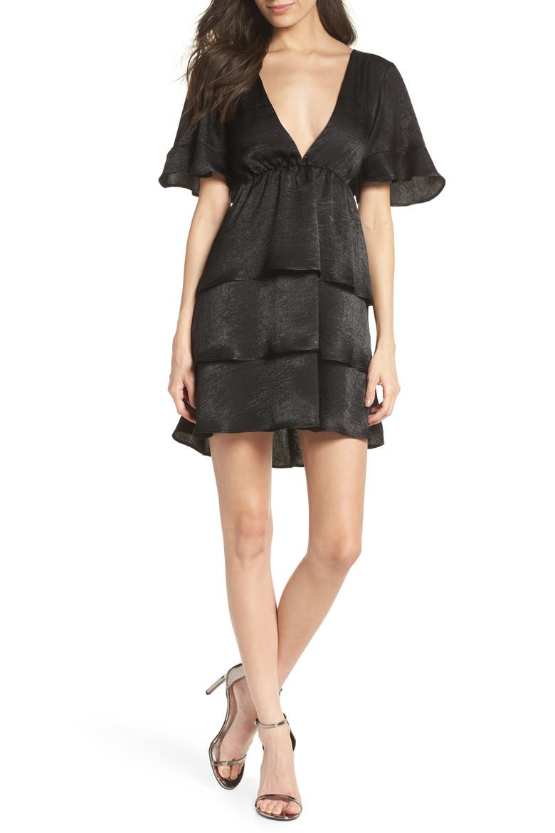 Dulce Minidress, Main, color, BLACK SHEEN