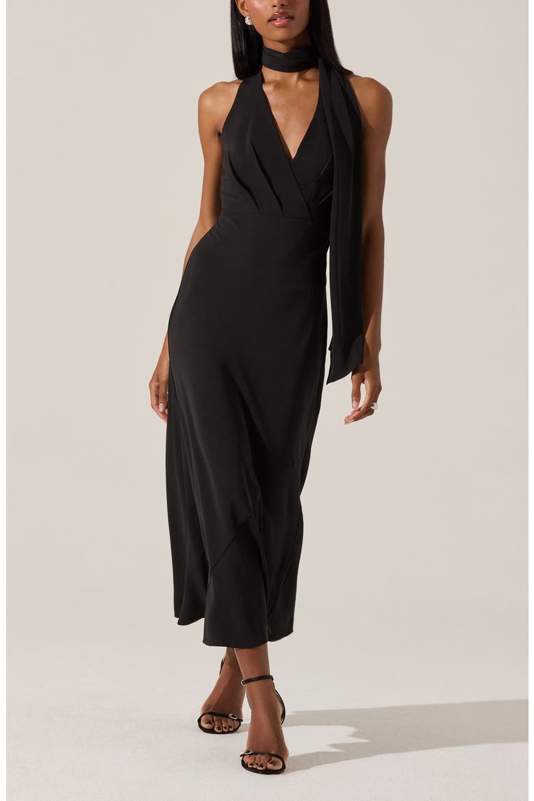 Hilaire Halter Neck Dress, Alternate, color, BLACK