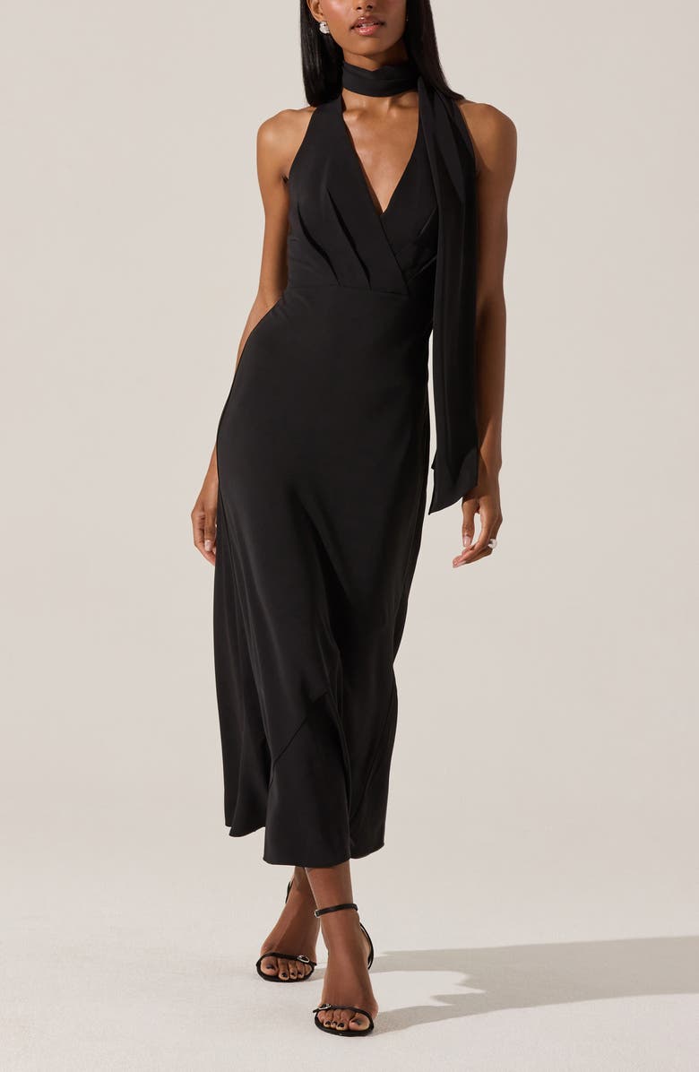 ASTR the Label Hilaire Halter Neck Dress, Alternate, color, Black