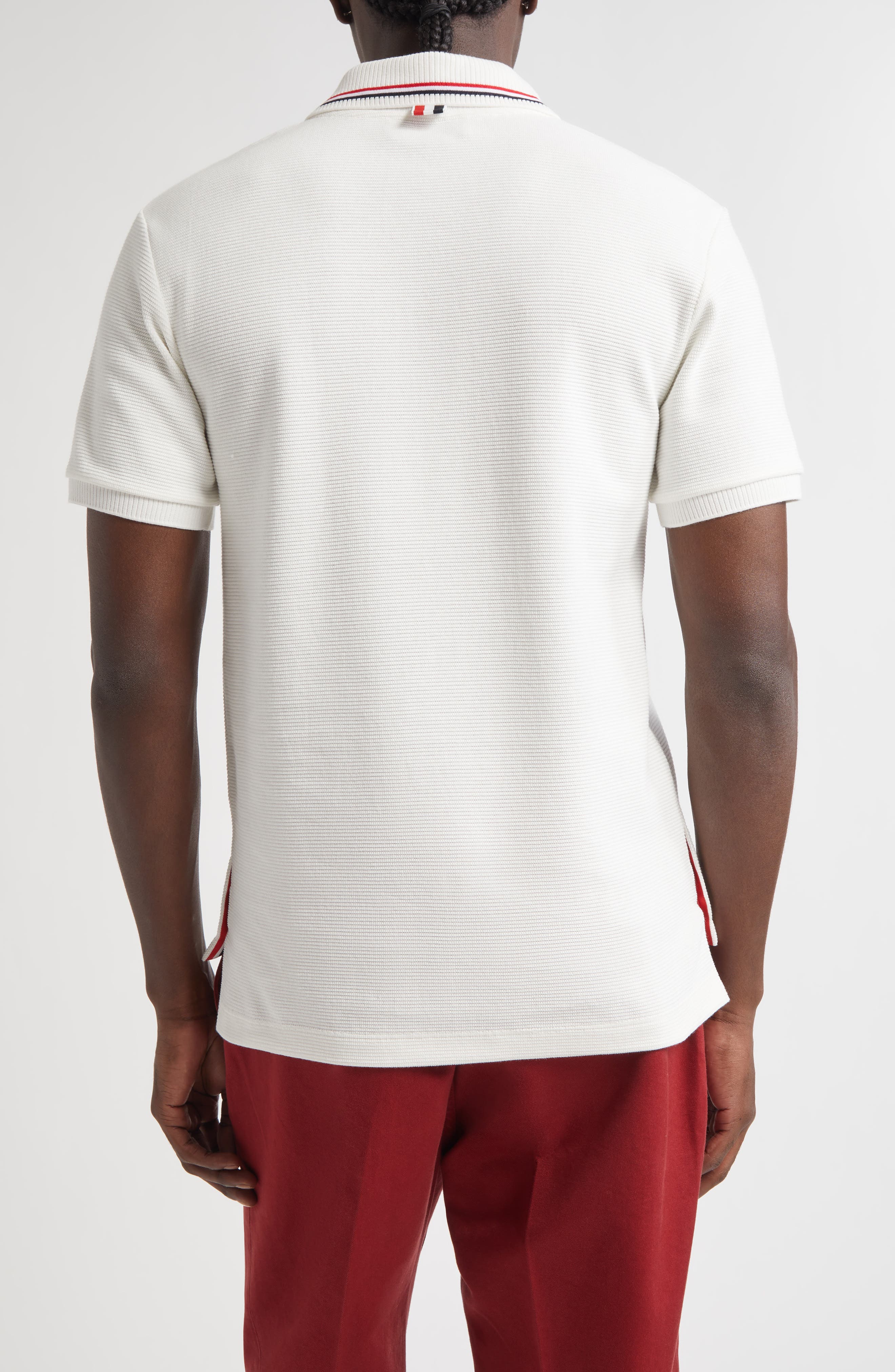 Stripe Trim Waffle Stitch Polo - image 2
