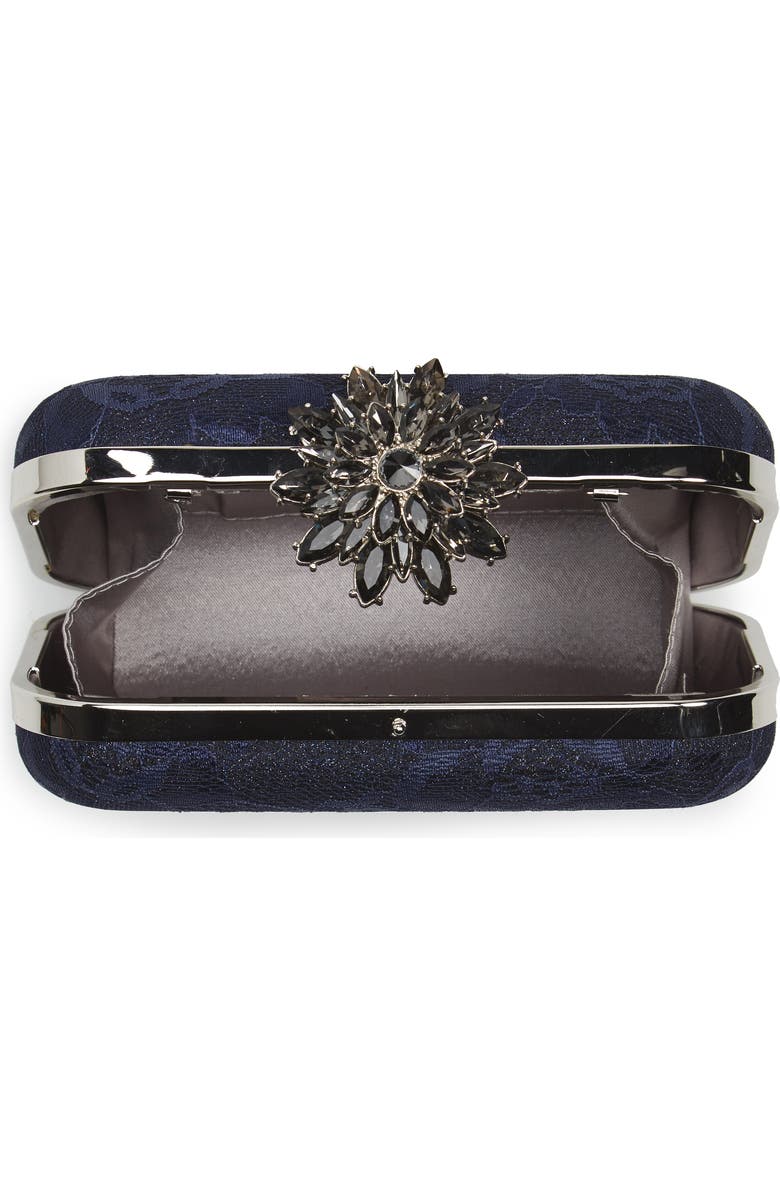 Glint Crystal Flower Clasp Lace Minaudière, Alternate, color,