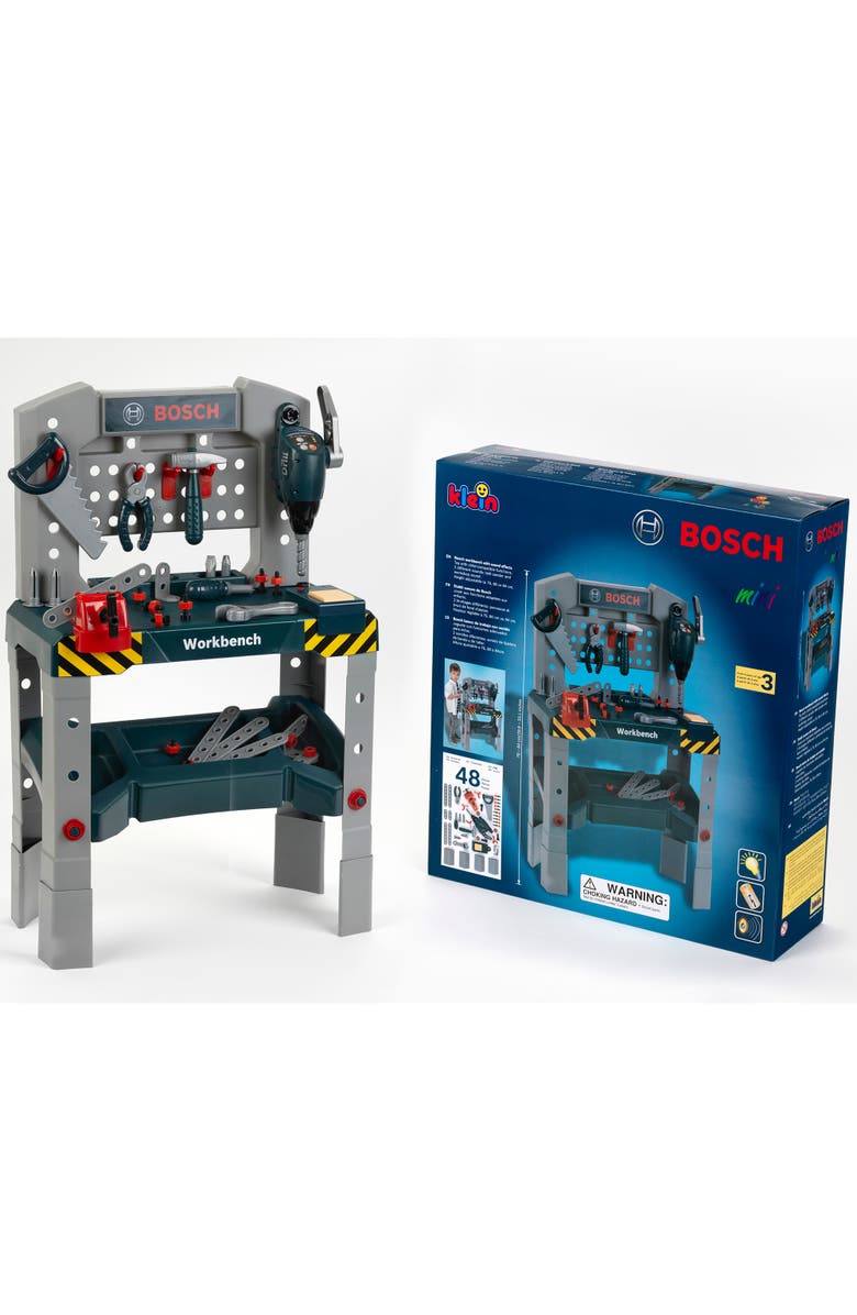 BOSCH Adjustable Height Pretend Play Workbench 48 Pcs Tool Playset, Ages 3+, Alternate, color, Multicolored