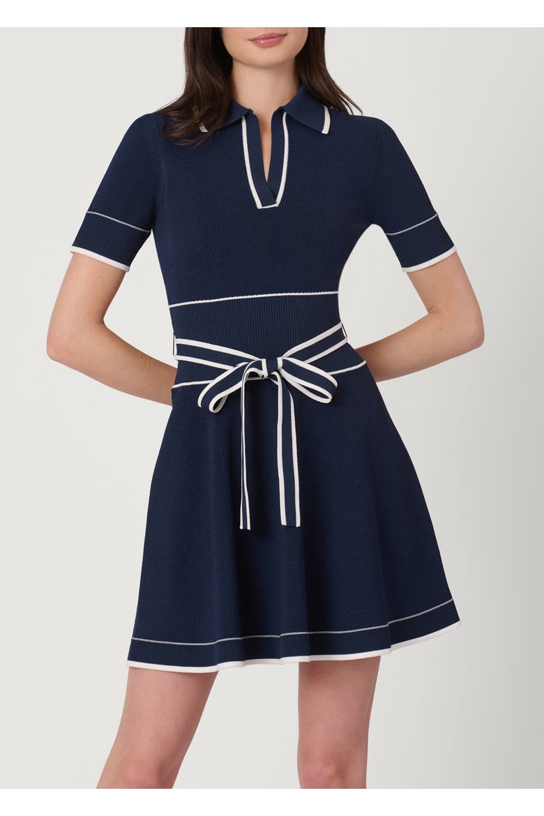 Contrast Border Knit Maren Dress, Main, color, Navy/Ivory