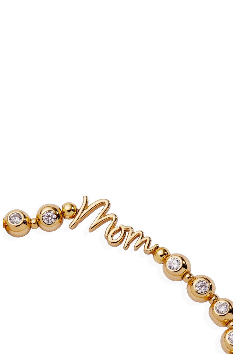 Mom Elongated Crystal Stretch Bracelet, Alternate, color, Gold