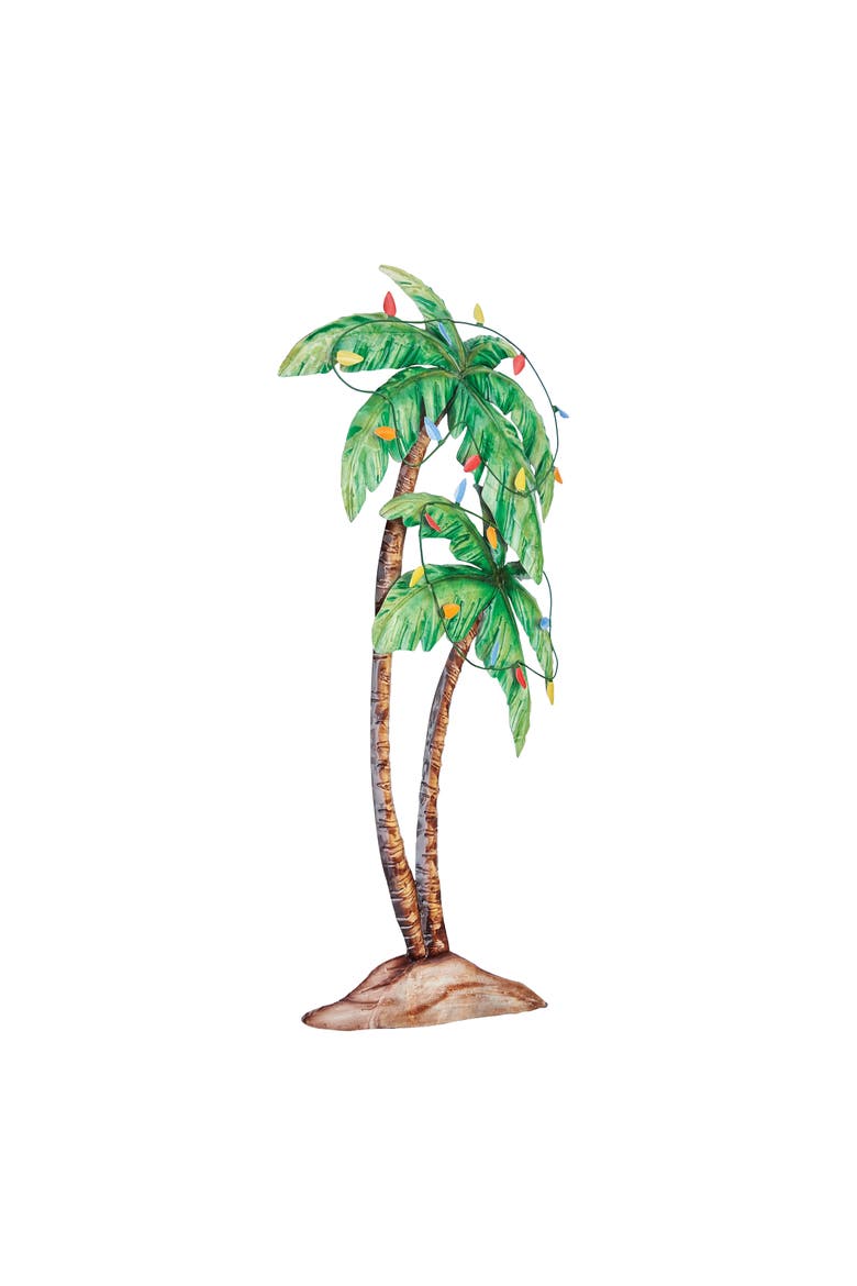 Palm Tree Capiz Wall Art 9.75 x 1.5 x 19.25 Inches., Alternate, color, Gray