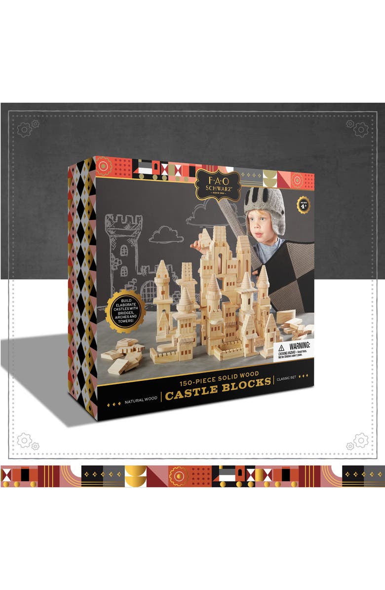 FAO Schwarz 150-Piece Wood Castle Building Block Set, Main, color,