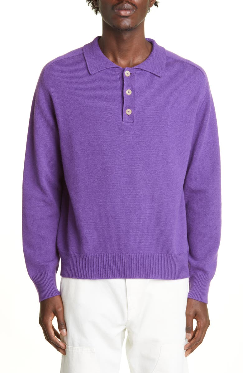 Bode Men's Cashmere Polo Sweater, Main, color, 