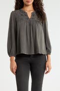 Lucky Brand Mixed Stitch Peasant Top