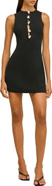 Cult Gaia Doms Faux Pearl Cutout Knit Minidress