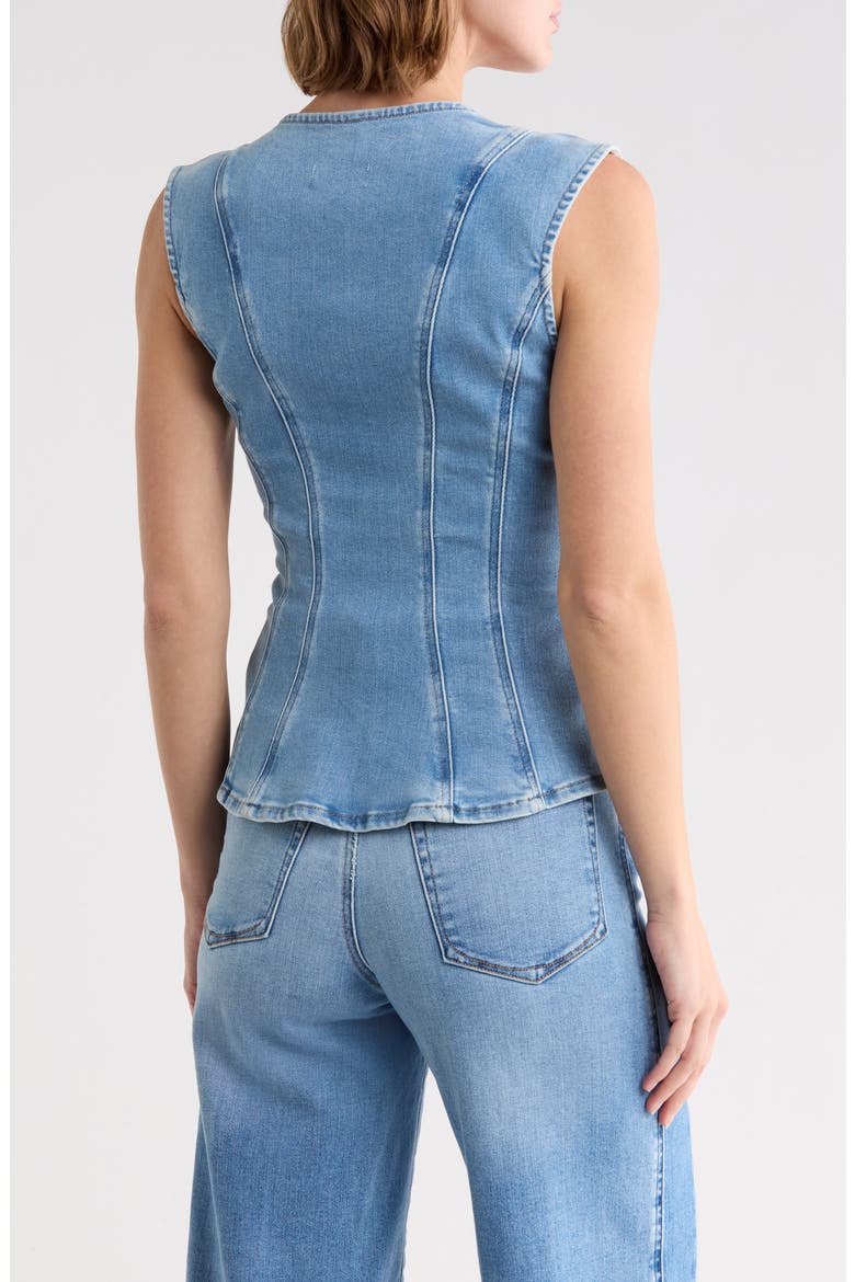 Dolly Lace Up Denim Peplum Top, Alternate, color, INDIGO1090