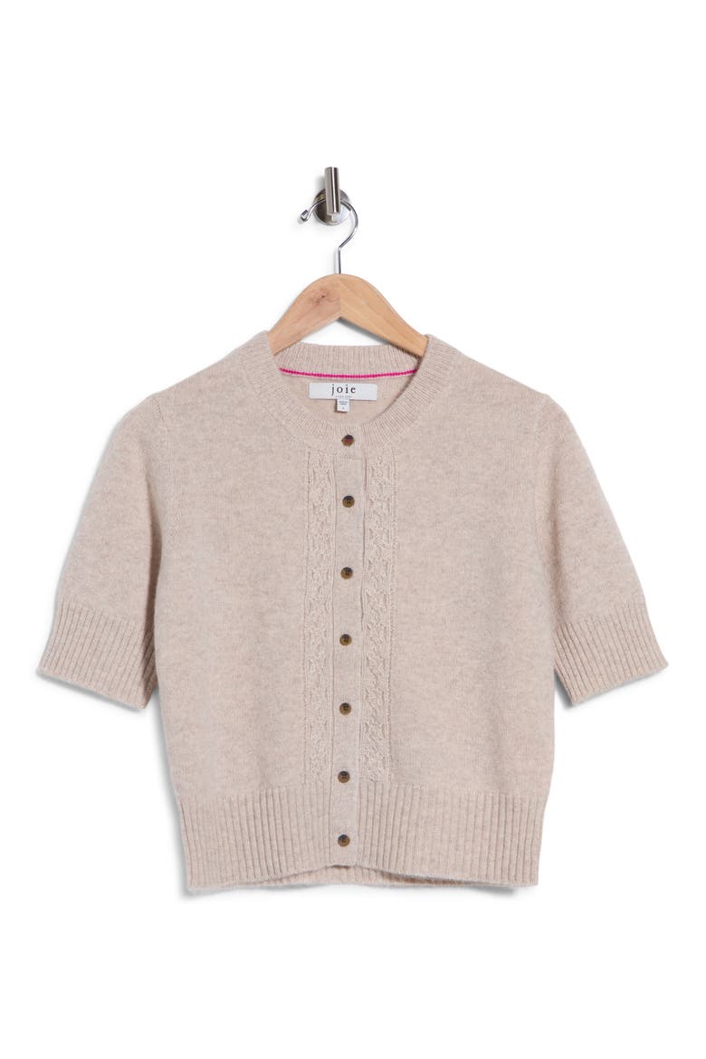 Cashmere Cable Cardigan, Alternate, color, OATMEAL/ PINK