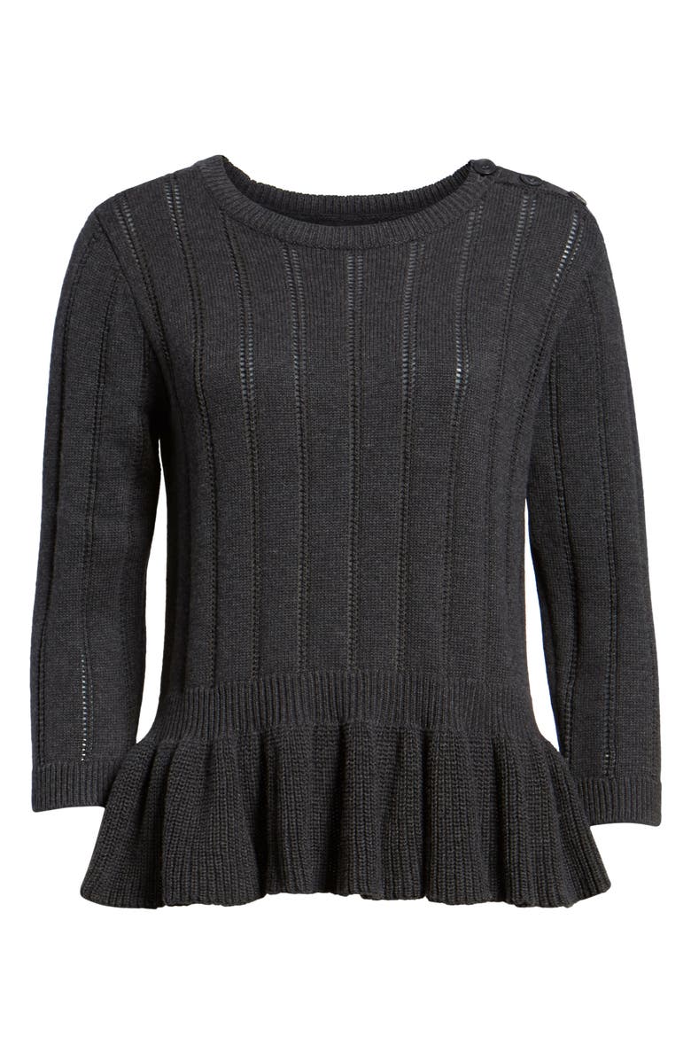 Halogen<sup>®</sup> Cotton Pointelle Peplum Sweater, Alternate, color, 