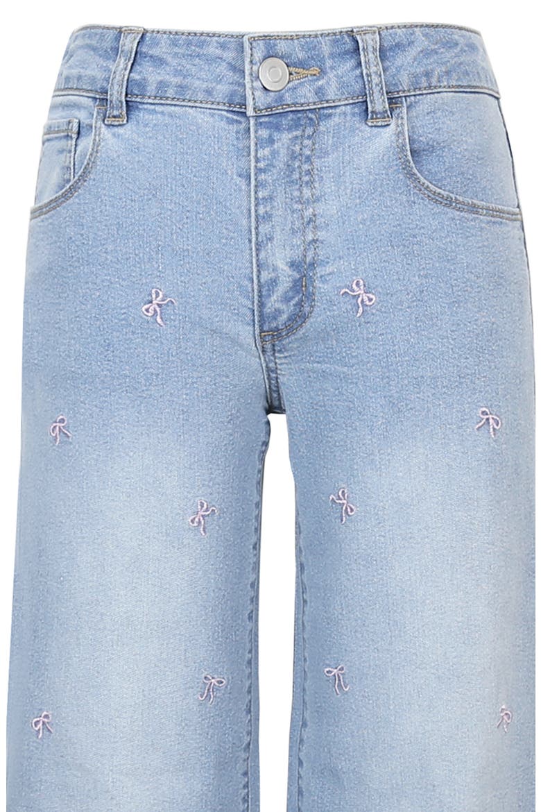 Kids' Bow Embroidered Wide Leg Jeans, Alternate, color, LIGHT VINTAGE BLUE